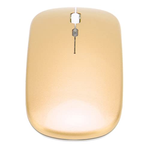 Heayzoki Kabellose Maus, Geräuschlose 2,4-G-LED-Maus mit USB-Empfänger, 3-stufig Einstellbare DPI, USB-Aufladung, Anti-Fingerabdruck-Silent-Maus, Tragbare Computermäuse für PC, Laptop(Gold) von Heayzoki