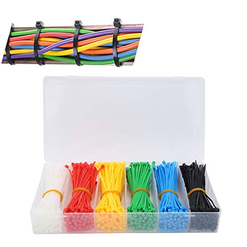 Set mit 900 farbigen Kabelbindern sortiert 100 mm 6 Farben selbstsicherndes Reißverschlusskabel für Deko-Netzkränze, Outdoor und Zuhause von Heayzoki