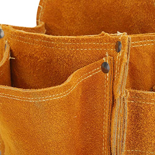 Werkzeuggürteltasche, Werkzeugtasche für die Holzbearbeitung, dicke, verschleißfeste Nageltaschen aus Leder, mit vier Lagen Rindsleder, für Installation und Wartung von Heayzoki