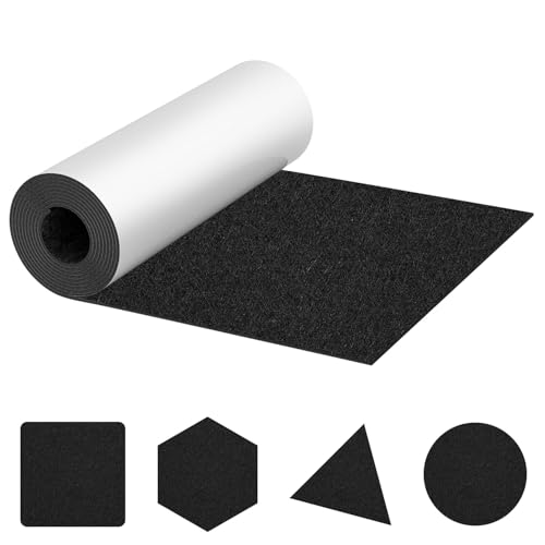 Hebitod 2X Filz Selbstklebend,Stuhl Filzgleiter,Filzgleiter für Stühle,50x150cm Filzstreifen Selbstklebend, Schwarz Filzmatte Beliebige Form Zuschneidbar, Anti-Rutsch Filzgleiter von Hebitod