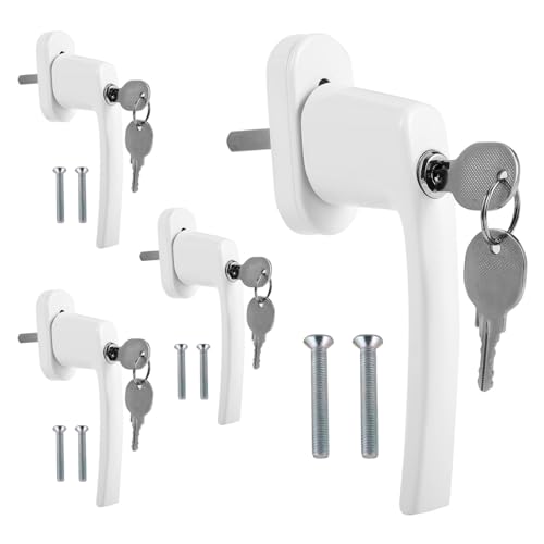 Hebitod Abschließbare Fenstergriff Aluminium 4 Stück Fenstergriffe Kindersicherung Fenstersicherung mit Schloss mit 8 Gleichen Schlüsselpaaren(Weiß) von Hebitod