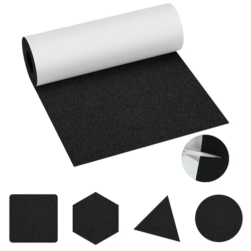 Hebitod Filz Selbstklebend,Stuhl Filzgleiter,Filzgleiter für Stühle,50x150cm Filzstreifen Selbstklebend, Schwarz Filzmatte Beliebige Form Zuschneidbar, Anti-Rutsch Filzgleiter von Hebitod