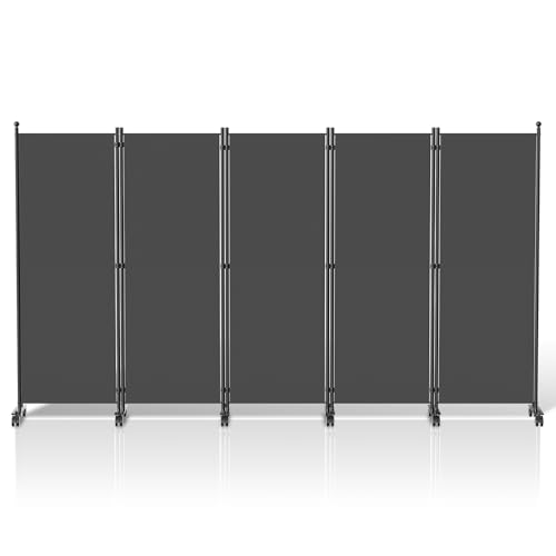 Hebitod Freistehend Paravent Faltbar 284x181cm, Raumteiler Datenschutz,sichtschutz Trennwand 5 Teilig,spanische Wand,blickdichter Paravent für Indoor - Anthrazit von Hebitod