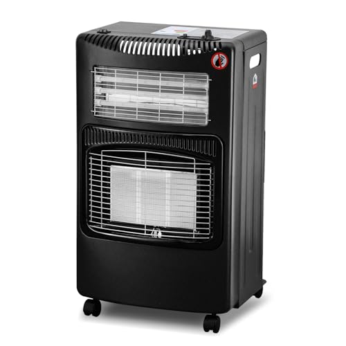 Hebitod Gasheizer 4200W, Gas-Elektro-Heizgerät, Elektroheizung, Infrarot Heizstrahler, Infrarot Keramikbrenner, Gasheizung für Innenräume, Gasheizofen für Gasflaschen bis 15kg von Hebitod