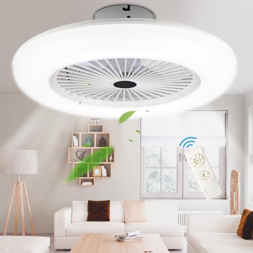 Hebitod LED Deckenventilator mit Beleuchtung, 80W 2x deckenlampe mit ventilator Ø55 cm, dimmbar, 3 Ventilatorgeschwindigkeiten, einstellbare Farbtemperatur, Timer, für Wohnzimmer Schlafzimmer Büro von Hebitod