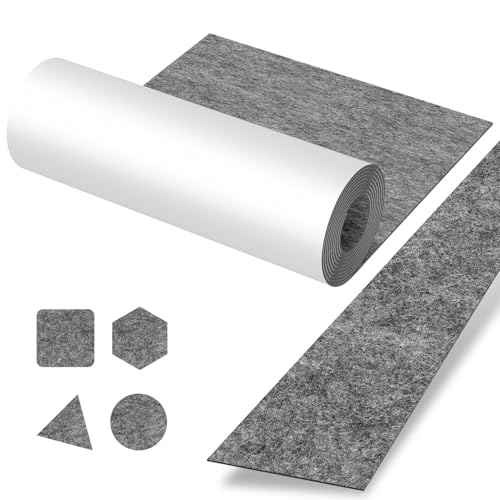 Hebitod Selbstklebender Filz,Stuhl Filzgleiter,Filzunterlage für Stühle,50x150cm Filz für Furniture Möbel, Floor Protector,Grau Stark Klebendes Filzgleiter Filzrolle für DIY-Projekte, Polyester von Hebitod