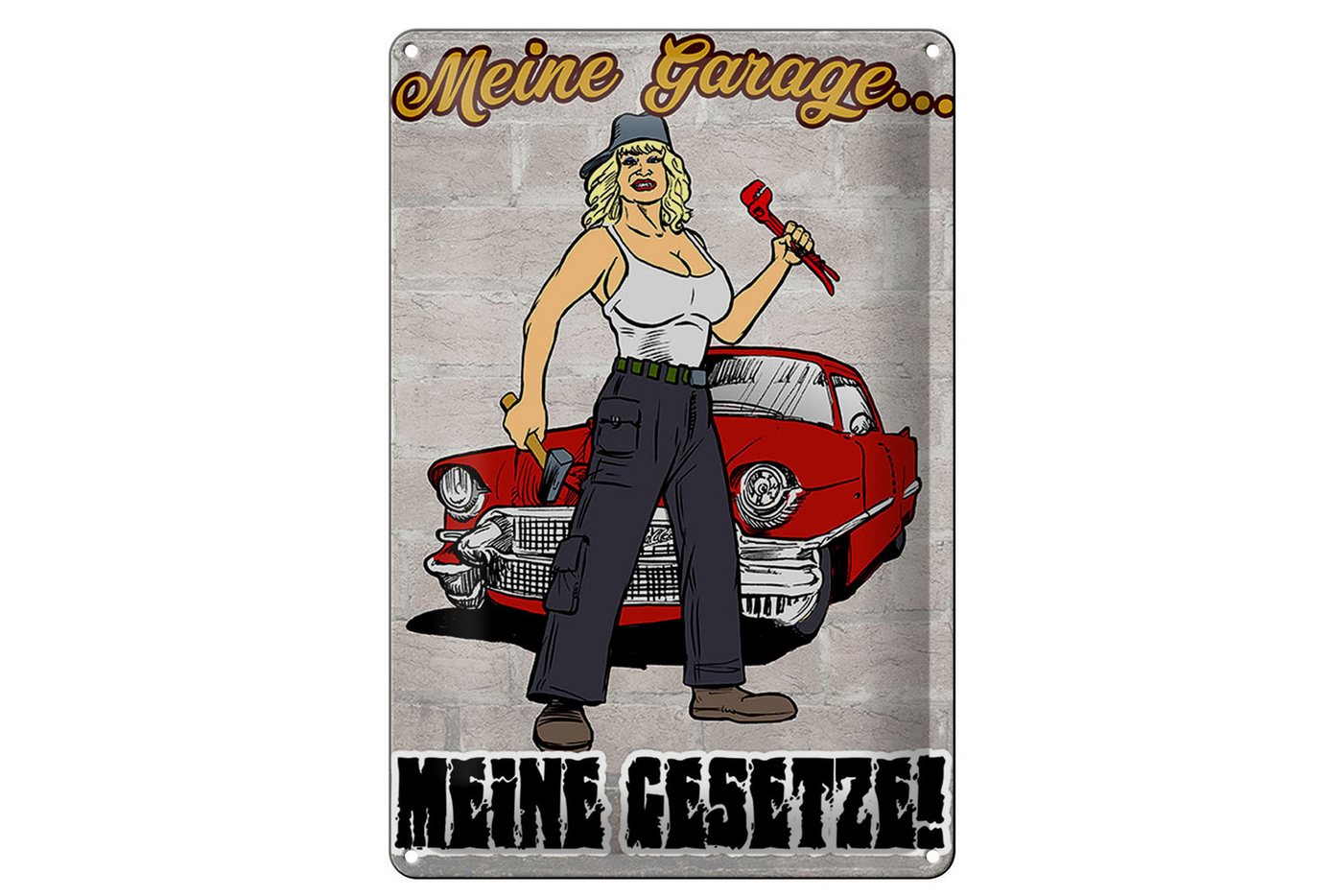 Hebold Metallschild Schild Blech 20x30cm - Made in Germany - Pinup Meine Garage meine Gese von Hebold