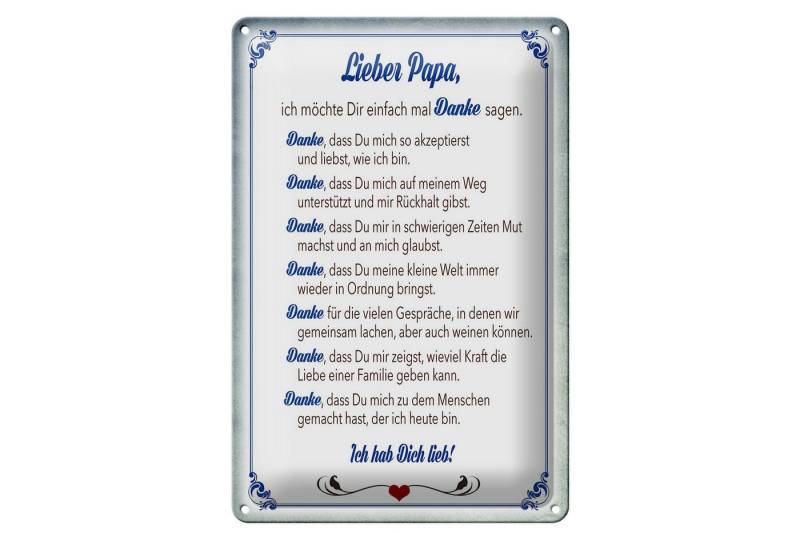 Hebold Metallschild Schild Blech 20x30cm - Made in Germany - Spruch lieber Papa Ich hab di von Hebold