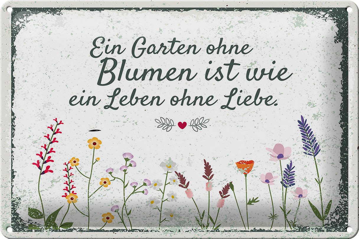 Hebold Flachmann Schild Blech 30x20cm - Made in Germany - Spruch - Garten ohne Blume von Hebold