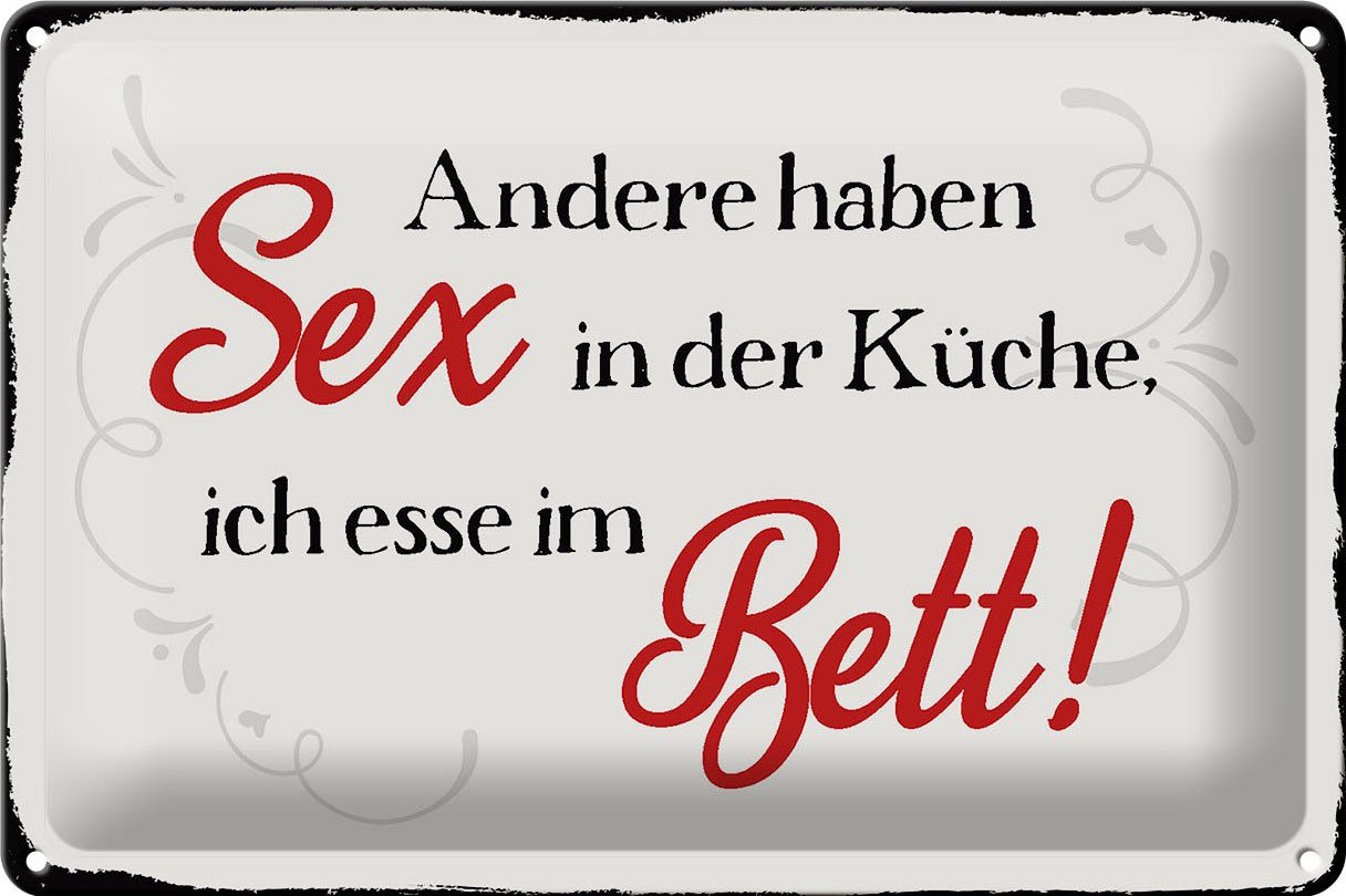 Hebold Metallschild Schild Blech 30x20cm - Made in Germany - Spruch Sex in der Küche Bett von Hebold