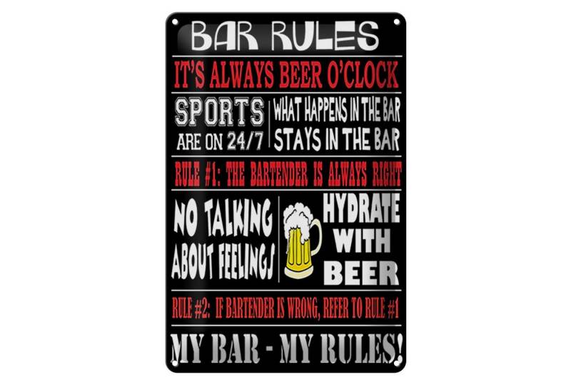 Hebold Metallschild Schild Blech 20x30cm - Made in Germany - Spruch Bar rules Bier my bar von Hebold