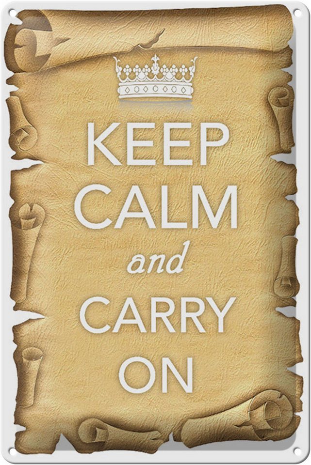 Hebold Metallschild Schild Blech 20x30cm - Made in Germany - Spruch Keep Calm and carry on von Hebold