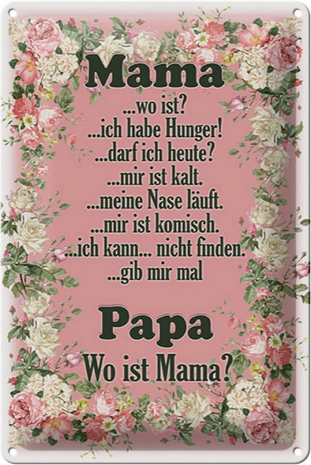 Hebold Metallschild Schild Blech 20x30cm - Made in Germany - Spruch Mama ich habe Hunger i von Hebold