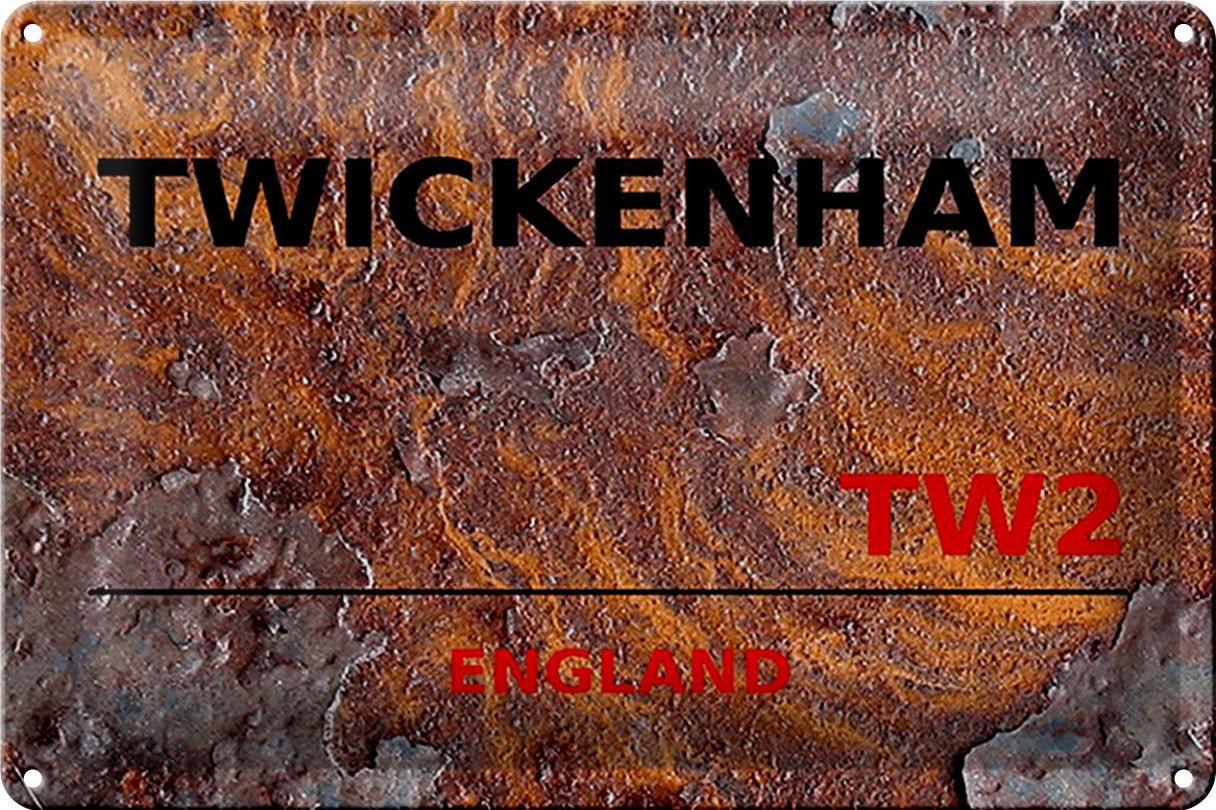 Hebold Metallschild Schild Blech 30x20cm - Made in Germany - England Twickenham TW2 Rost M von Hebold