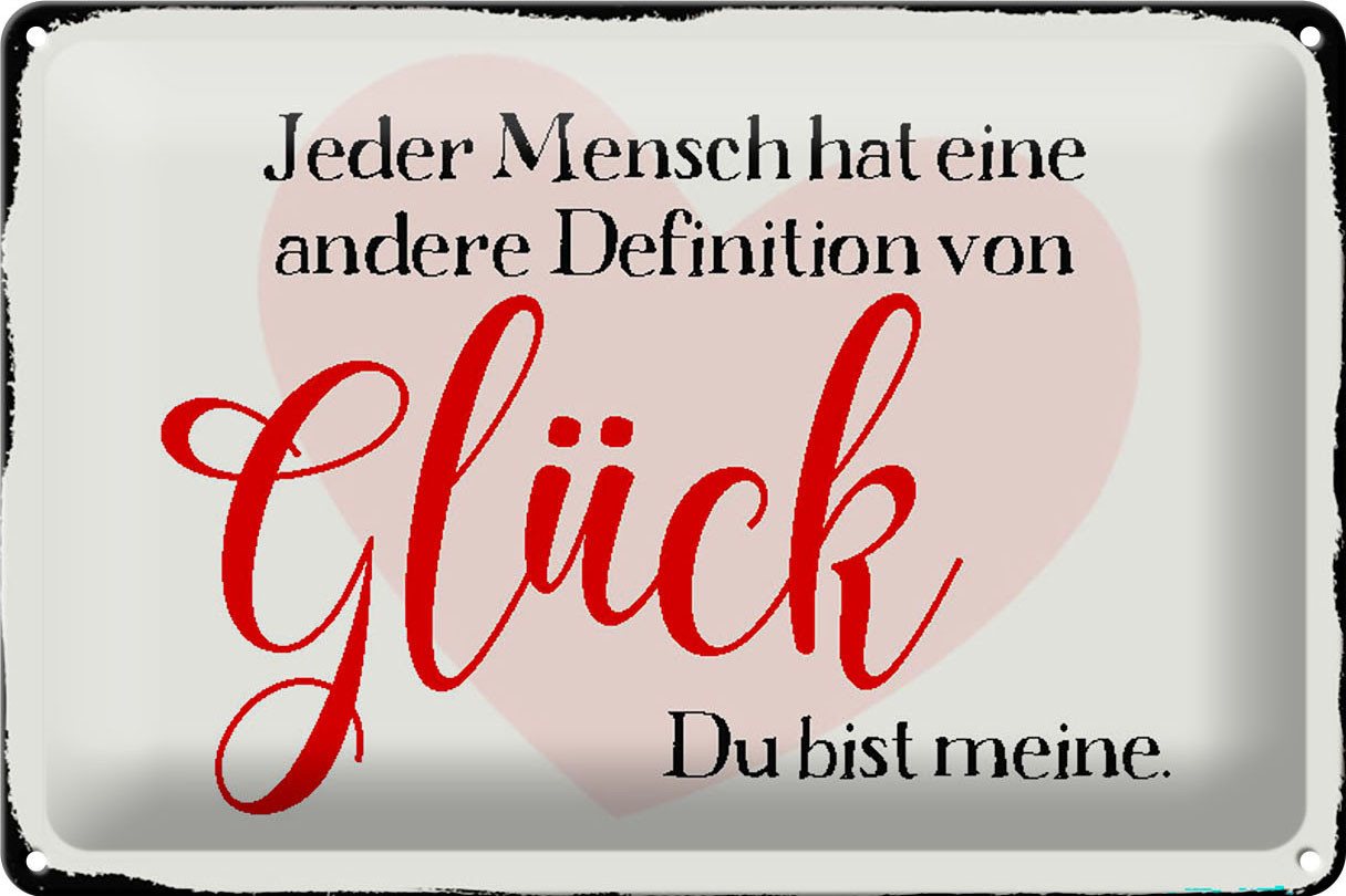 Hebold Metallschild Schild Blech 30x20cm - Made in Germany - Spruch jeder Mensch Glück du von Hebold