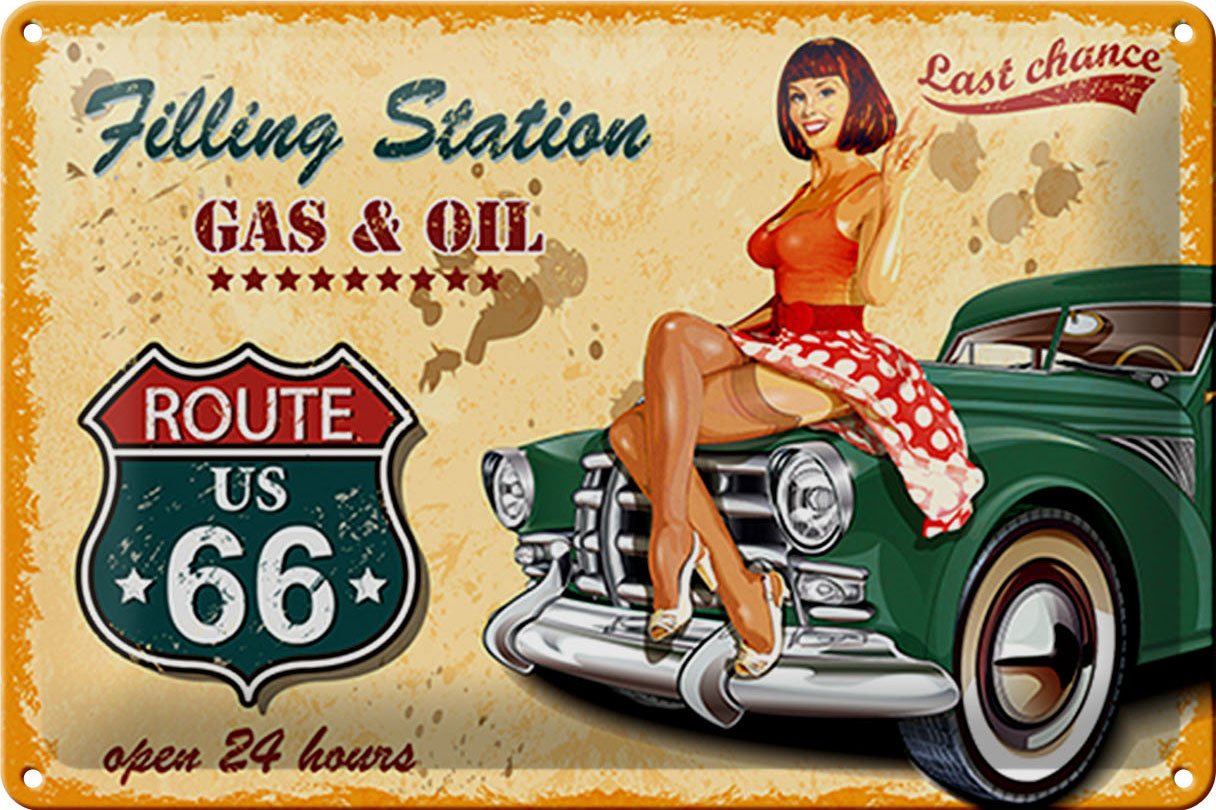 Hebold Metallschild Schild Blech -Made in Germany- Pinup 30x20cm Retro Garage open 24 Meta von Hebold