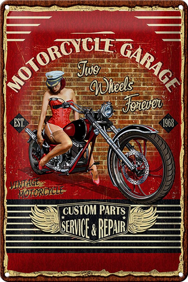 Hebold Metallschild Schild Blech Pinup -Made in Germany- 20x30cm Retro Motorcycle Garage V von Hebold