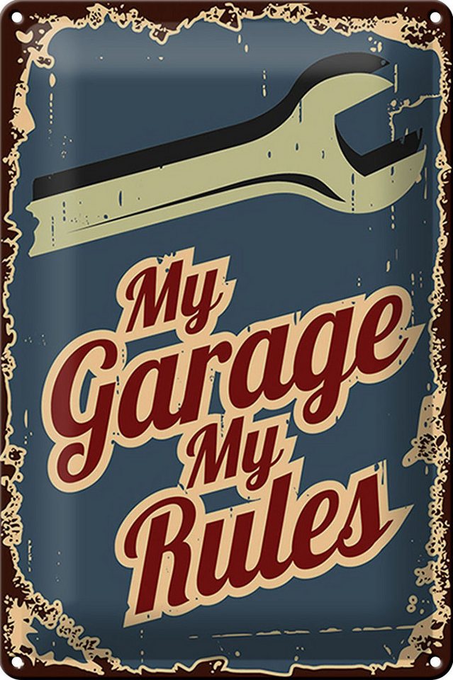 Hebold Metallschild Schild Blech Retro 20x30cm -Made in Germany- My garage my rules Metall von Hebold