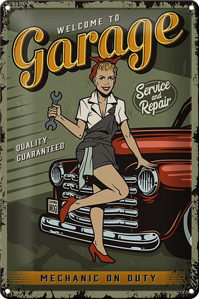 Hebold Metallschild Schild Blech Retro 20x30cm -Made in Germany- Pinup welcome to Garage s von Hebold