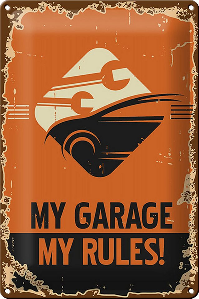 Hebold Metallschild Schild Blech Retro -Made in Germany- 20x30cm Auto my garage my rules M von Hebold