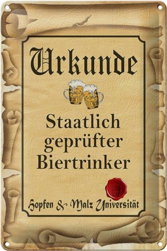 Schild Blech 20x30cm - Made in Germany - Bier Urkunde gepr�fter Biertrinker Metall Deko Blechschild von Hebold