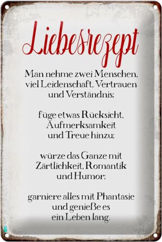 Schild Blech 20x30cm - Made in Germany - Spruch Liebesrezept Retro Metall Deko Blechschild von Hebold