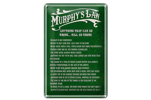 Schild Blech 20x30cm - Made in Germany - Spruch Murphys Law Anything That Can fail Metall Deko Blechschild von Hebold