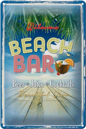 Schild Blech 20x30cm - Made in Germany - Spruch Wilcome Beach Bar Beer Juice Metall Deko Blechschild von Hebold