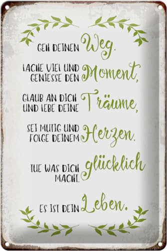 Schild Blech 20x30cm - Made in Germany - Spruch geh deinen Weg lache viel Metall Deko Blechschild von Hebold