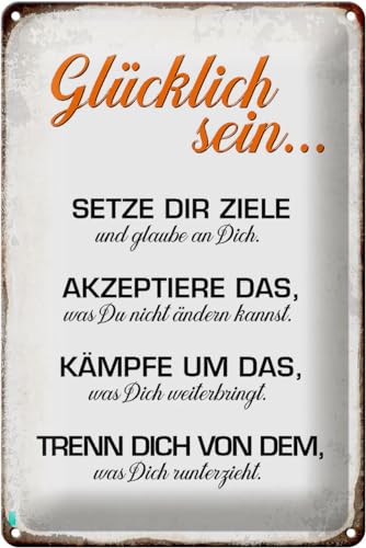Schild Blech 20x30cm - Made in Germany - Spruch glücklich sein glaube an dich Metall Deko Blechschild Schild Blech 20x30cm - Made in Germany - Spruch glücklich sein glaube an dich Metall Deko Blechschild von Hebold