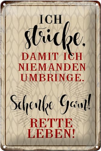 Schild Blech 20x30cm - Made in Germany - Spruch ich stricke niemanden umbringe Metall Deko Blechschild Schild Blech 20x30cm - Made in Germany - Spruch ich stricke niemanden umbringe Metall Deko Blechschild von Hebold