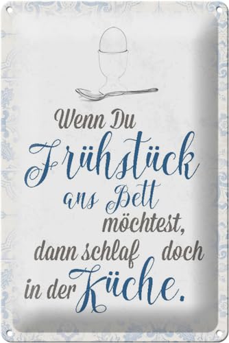 Schild Blech 20x30cm - Made in Germany - Spruch wenn du Fr�hst�ck ans Bett Metall Deko Blechschild von Hebold