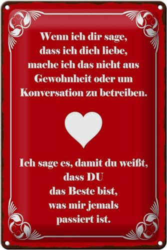 Schild Blech 20x30cm - Made in Germany - Spruch wenn ich dir sage ich dich liebe Metall Deko Blechschild von Hebold