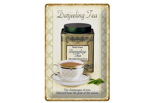 Schild Blech 20x30cm - Made in Germany - Tee Darjeeling Tea champagne of teas Metall Deko Blechschild von Hebold