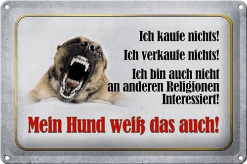 Schild Blech 30x20cm - Made in Germany - Achtung kaufe nichts mein Hund weiß das Metall Hinweis Blechschild Schild Blech 30x20cm - Made in Germany - Achtung kaufe nichts mein Hund weiß das Metall Hinweis Blechschild von Hebold