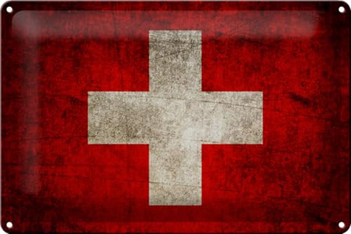 Schild Blech 30x20cm - Made in Germany - Flagge Schweiz Fahne Metall Deko Blechschild von Hebold