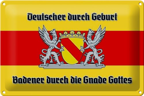 Schild Blech 30x20cm - Made in Germany - Spruch Badener durch die Gnade Gottes Metall Deko Blechschild von Hebold