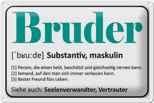 Schild Blech 30x20cm - Made in Germany - Spruch Bruder Person die einen liebt Metall Deko Blechschild von Hebold