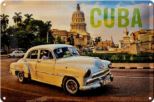 Schild Blech 30x20cm - Made in Germany - Spruch Cuba Auto weisser Oldtimer Metall Deko Blechschild von Hebold
