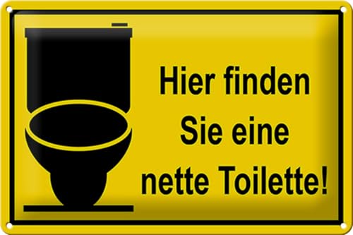 Schild Blech 30x20cm - Made in Germany - Spruch Hier finden sie nette Toilette Metall Deko Blechschild von Hebold