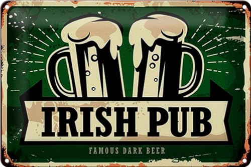 Schild Blech 30x20cm - Made in Germany - Spruch Irish Pub famous dark beer Bier Metall Deko Blechschild von Hebold