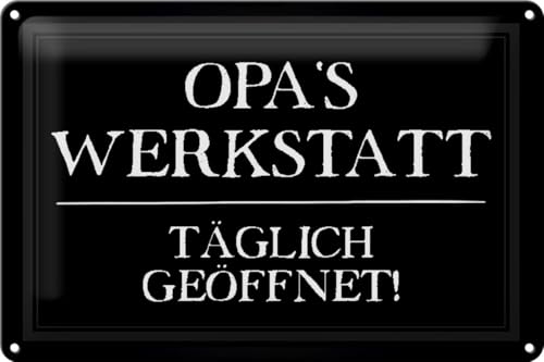 Schild Blech 30x20cm - Made in Germany - Spruch Opas Werkstatt täglich geöffnet Metall Deko Blechschild Schild Blech 30x20cm - Made in Germany - Spruch Opas Werkstatt täglich geöffnet Metall Deko Blechschild von Hebold