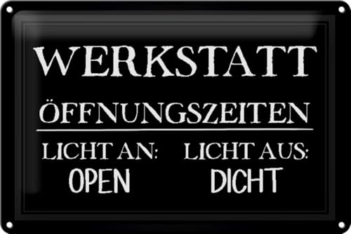 Schild Blech 30x20cm - Made in Germany - Spruch Werkstatt Öffnungszeiten open Metall Deko Blechschild Schild Blech 30x20cm - Made in Germany - Spruch Werkstatt Öffnungszeiten open Metall Deko Blechschild von Hebold