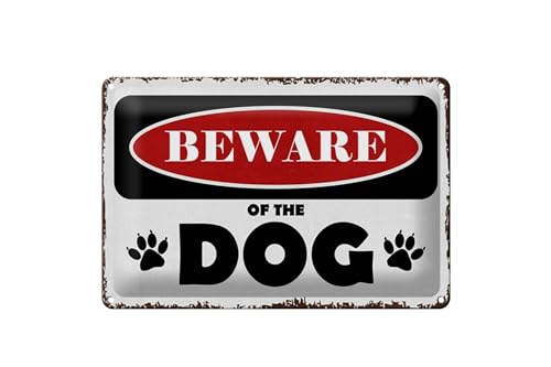 Schild Blech 30x20cm - Made in Germany - Spruch beware of the dog Vorsicht Hund Metall Deko Blechschild von Hebold