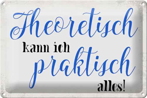 Schild Blech 30x20cm - Made in Germany - Spruch theoretisch kann praktisch alles Metall Deko Blechschild von Hebold