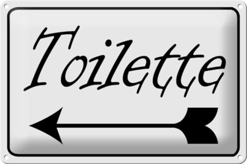 Schild Blech 30x20cm - Made in Germany - Toilette Pfeil links WC Metall Deko Blechschild von Hebold