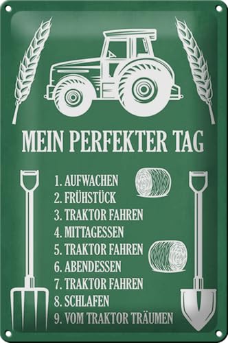 Schild Blech Spruch -Made in Germany- 20x30cm mein perfekter Tag Traktor Metall Deko Blechschild Schild Blech Spruch -Made in Germany- 20x30cm mein perfekter Tag Traktor Metall Deko Blechschild von Hebold
