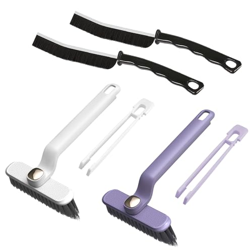 Hebterrka 2 teilige Pure Clean Set, 2 x weiße Hartborstenbürsten rotierende & Hartborsten-Fugenreiniger, Bürsten für Küche, Bade, 2 x Multifunktionsbürsten von Hebterrka