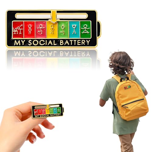 Hebterrka Social Battery Pin - Mein Soziale Batterie Kreativer Schieber Revers Pin, Stimmungsaufzeichnung Werkzeug, Spaß Interaktive Emaille Emotionale Pin 7 Tage die Woche von Hebterrka
