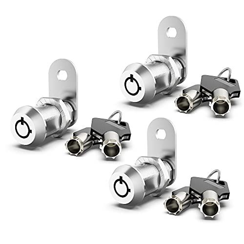 Hecfu 3 Pack Schrank Schlösser mit Schlüsseln, 1-1/8 Zoll Cam Lock gleich verschlüsselt, sichere Rv Schlösser für die Lagerung Tür Mailbox Werkzeugkasten Ersatz Schloss, Zinklegierung von Hecfu